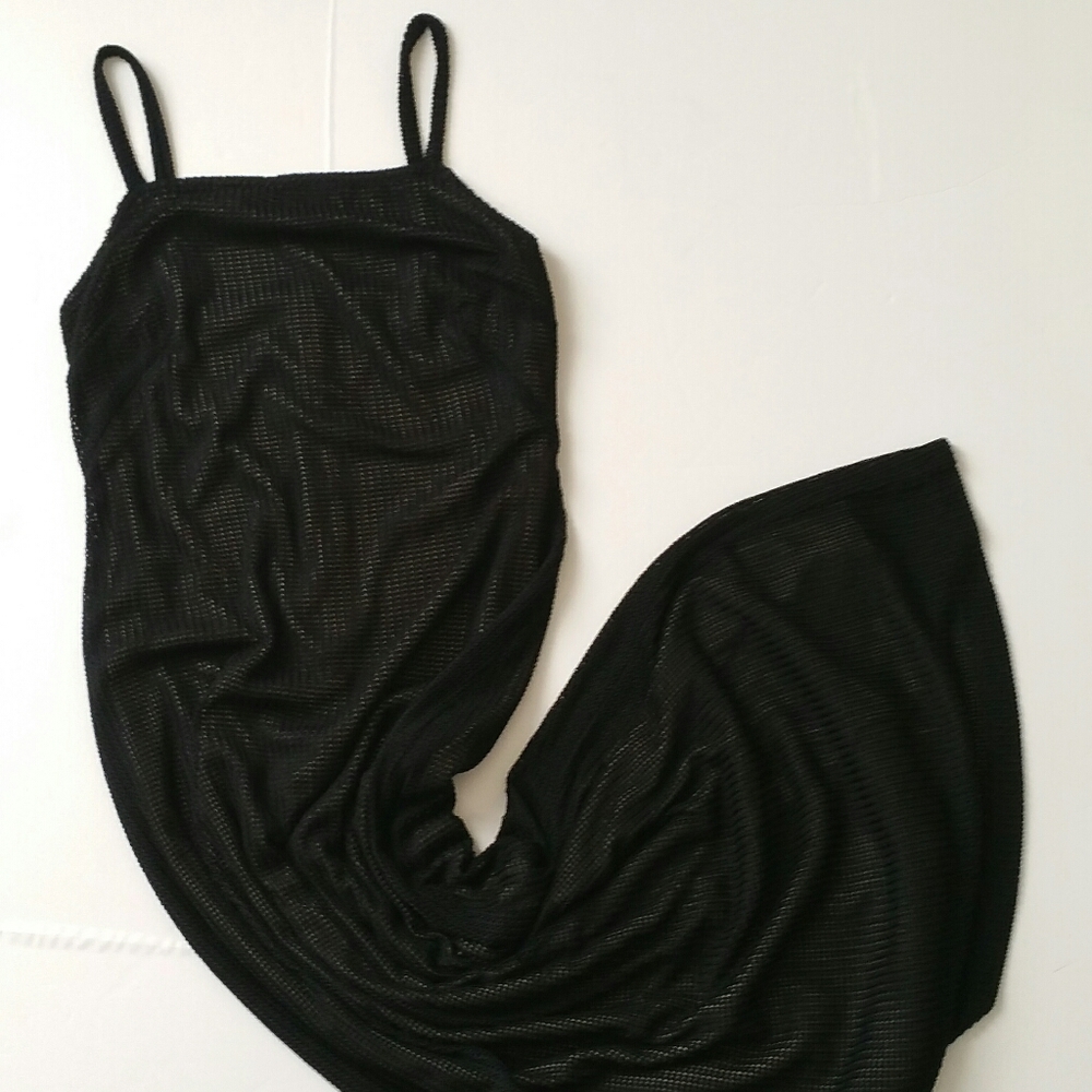Bisou Bisou Michele Bohbot Black Mesh Maxi Dress